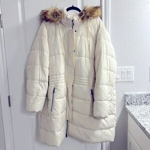 Lane Bryant’s super warm puffer coat with attachable zippered hood.